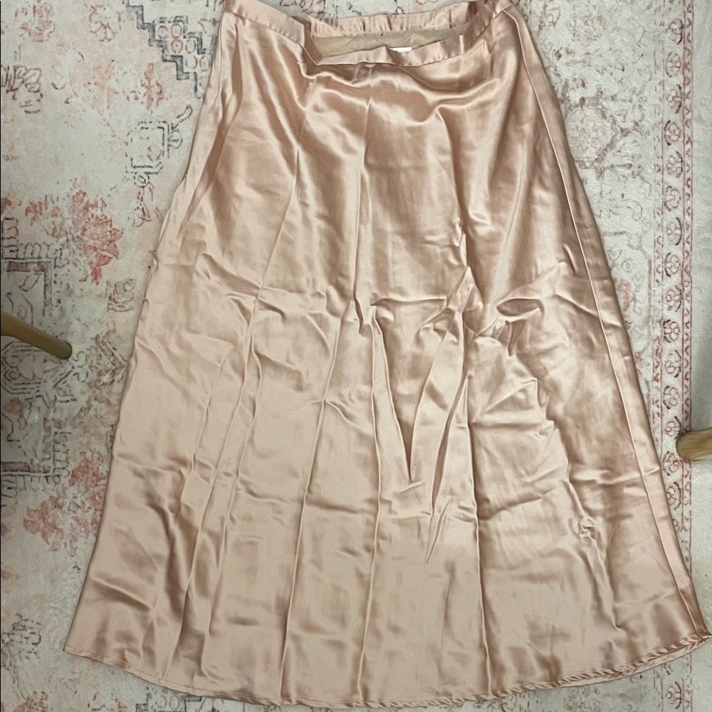 Commense Satin A-Line Skirt in Soft Pink